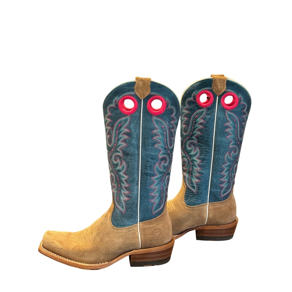 Ariat Futurity Boon Western Boots Buckskin Roughout Blue Women's 7B Cowgirl - Picture 2 of 7